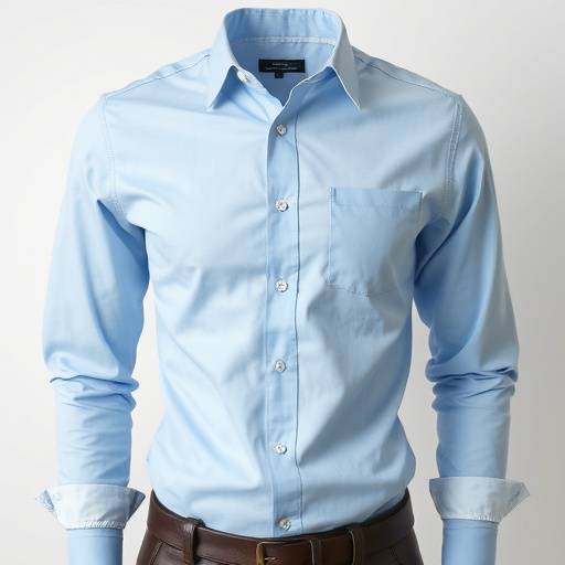Camisa de tricoline azul clara com detalhes em branco, slim fit. Para um visual moderno e elegante.